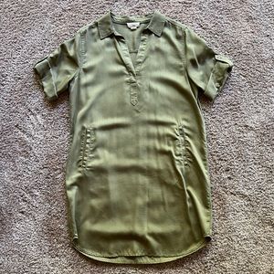 LOFT | Washed Army Green Shift Dress with Pockets size M/6-8